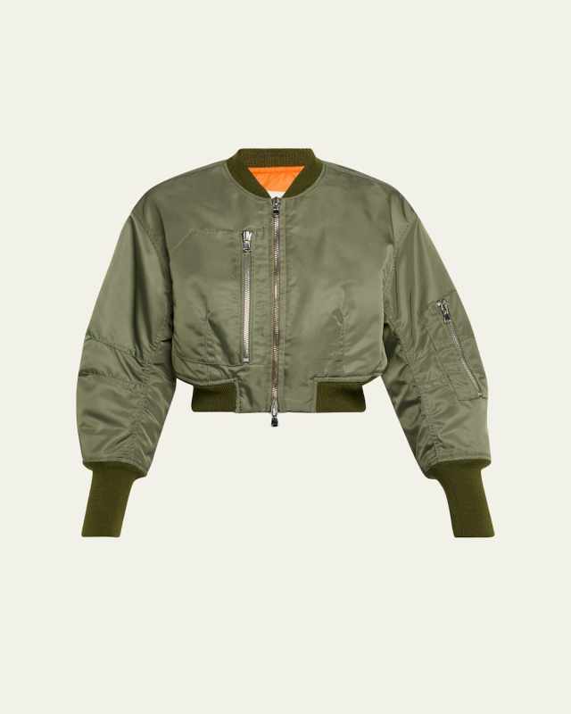 Cropped Nylon Bomber Jacket